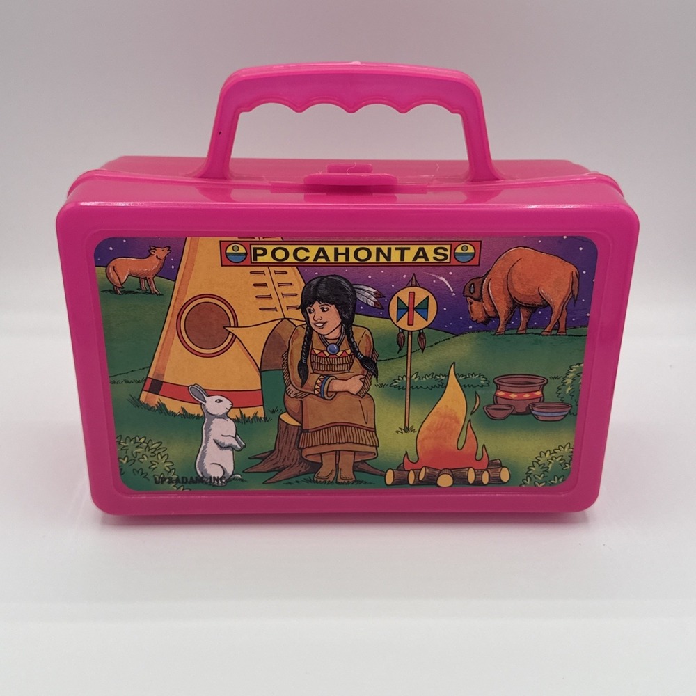 Vintage Pocahontas Plastic Pink Lunch Box Rare Variation 1990's